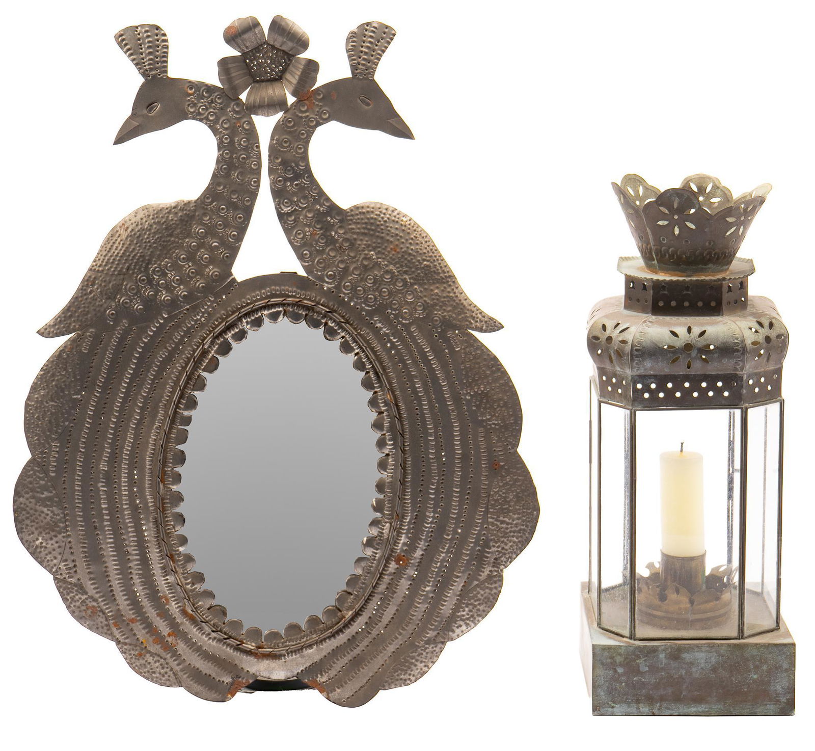 Mexican Punched Tin Mirror and Lantern (1 of 3)