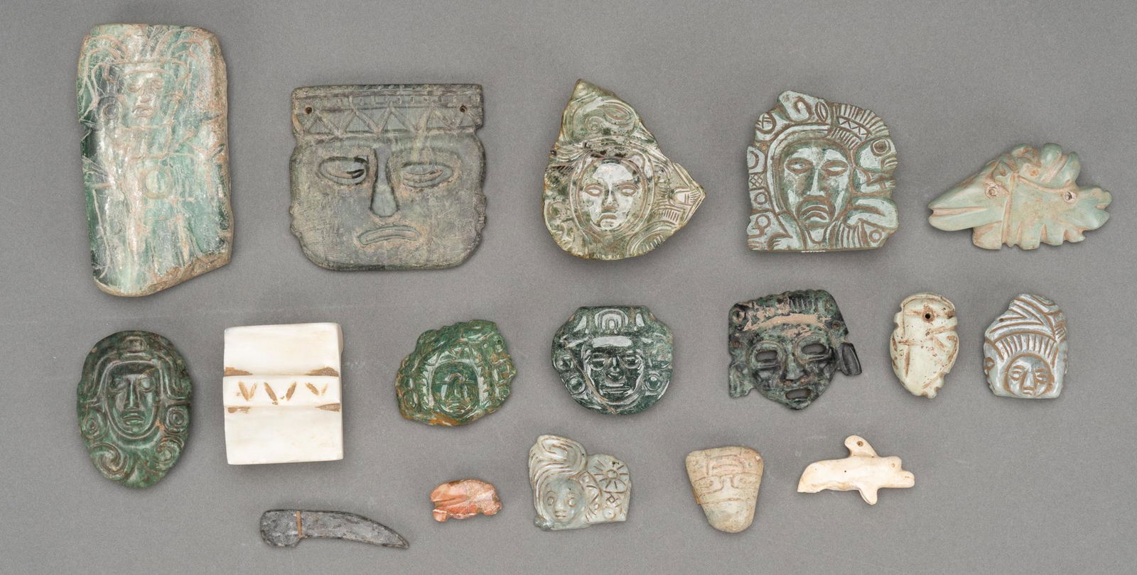 Collection of Maya Style Carved Jade Examples (1 of 4)
