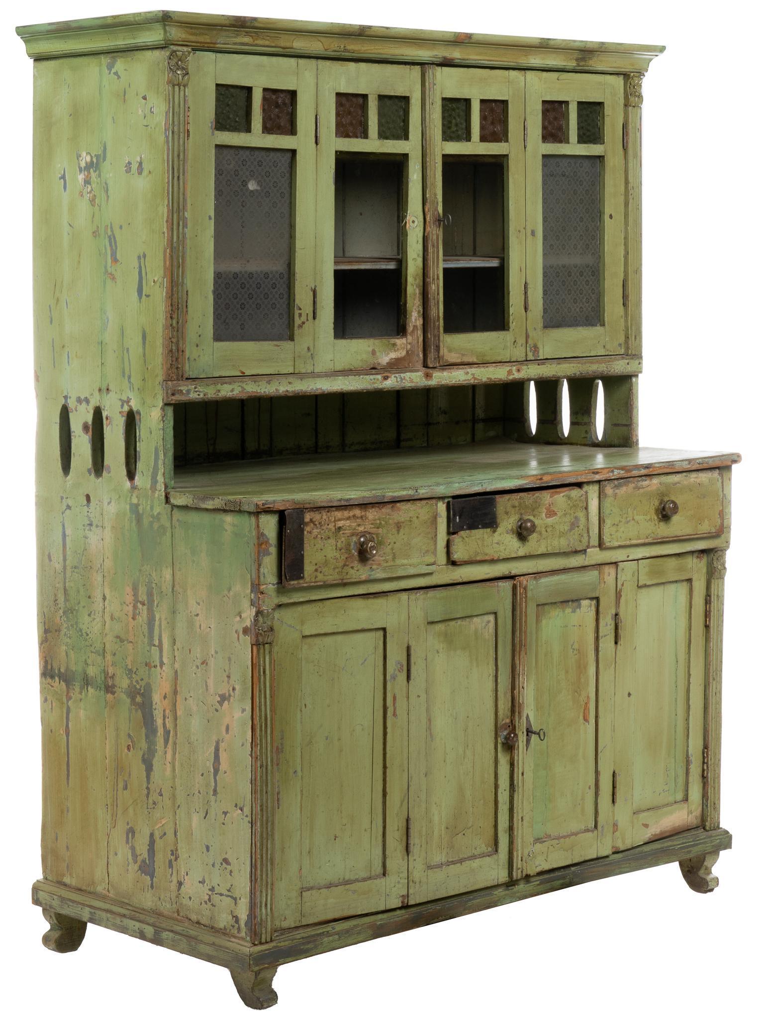 Rustic Painted Kitchen Hutch Cabinet (1 of 4)