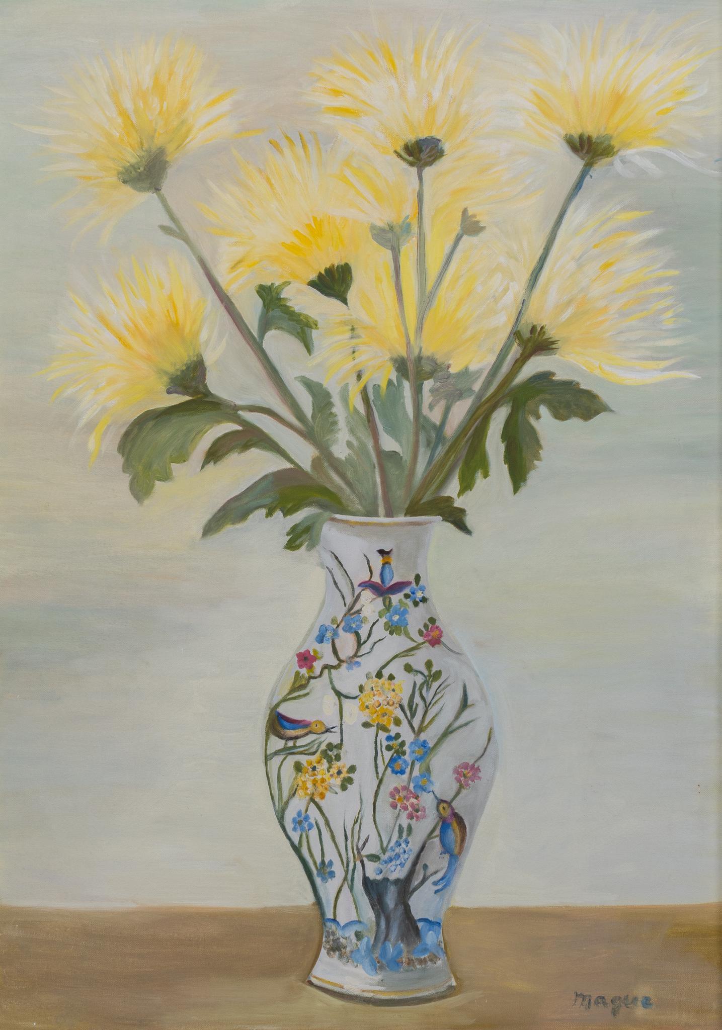 Margarita de Delmazo, Still Life with Daisies: Margarita de Delmazo, still life with daisies, oil on canvas sight: 37 x 19.5 in., frame: 39.5 x 32.5 in. Provenance: a San Antonio, Texas collection We happily provide seamless shipping services on e