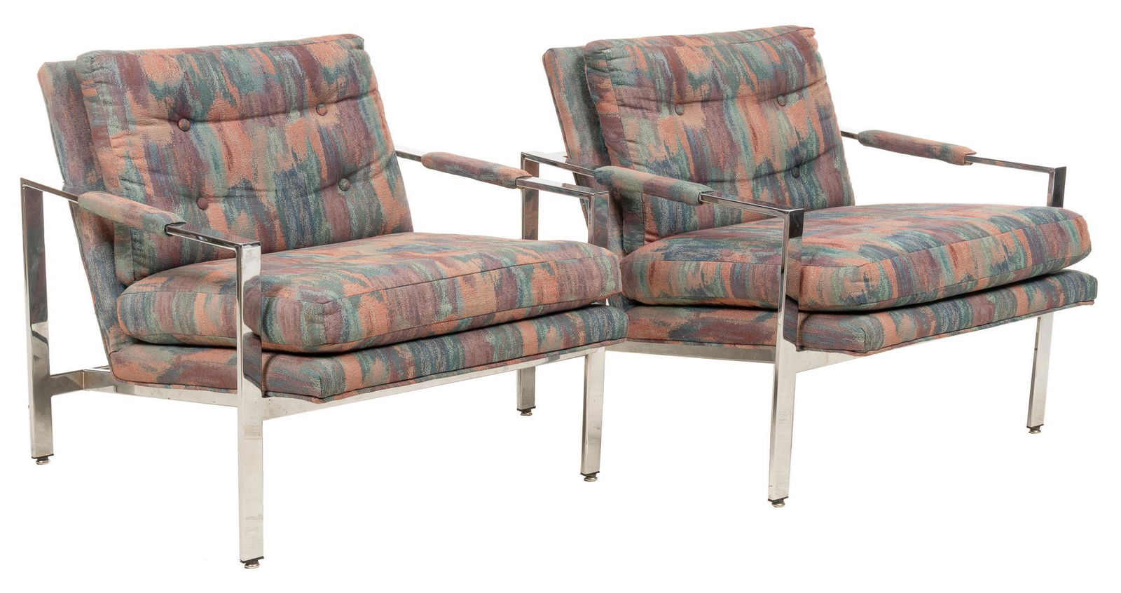 Pair of Milo Baughman Flat Bar Chrome Armchairs (1 of 4)