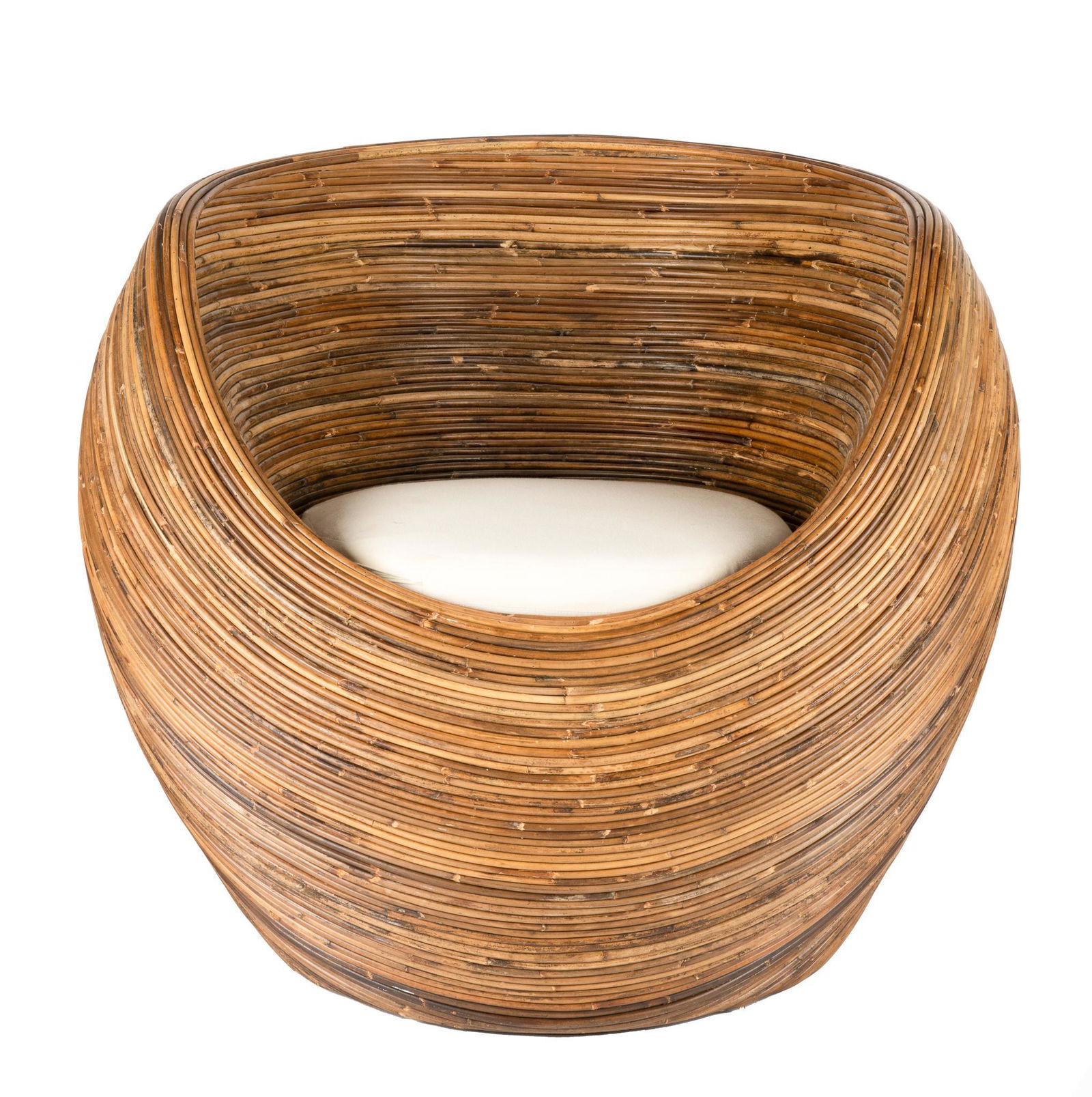 After Gabriella Crespi (1922-2017, ITA), Rattan Lounge Chair (1 of 4)