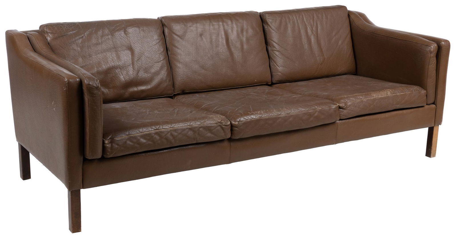 Mid-Century Brown Leather Sofa (1 of 4)