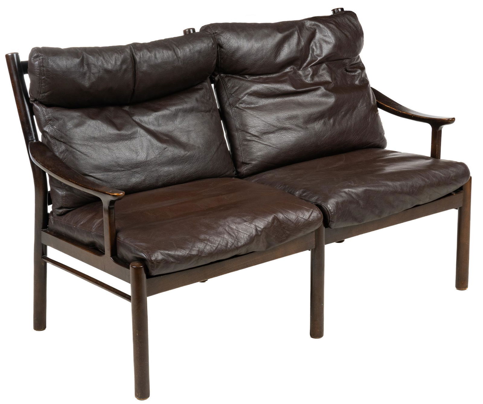 Mid-Century Dark Brown Leather Sofa (1 of 4)