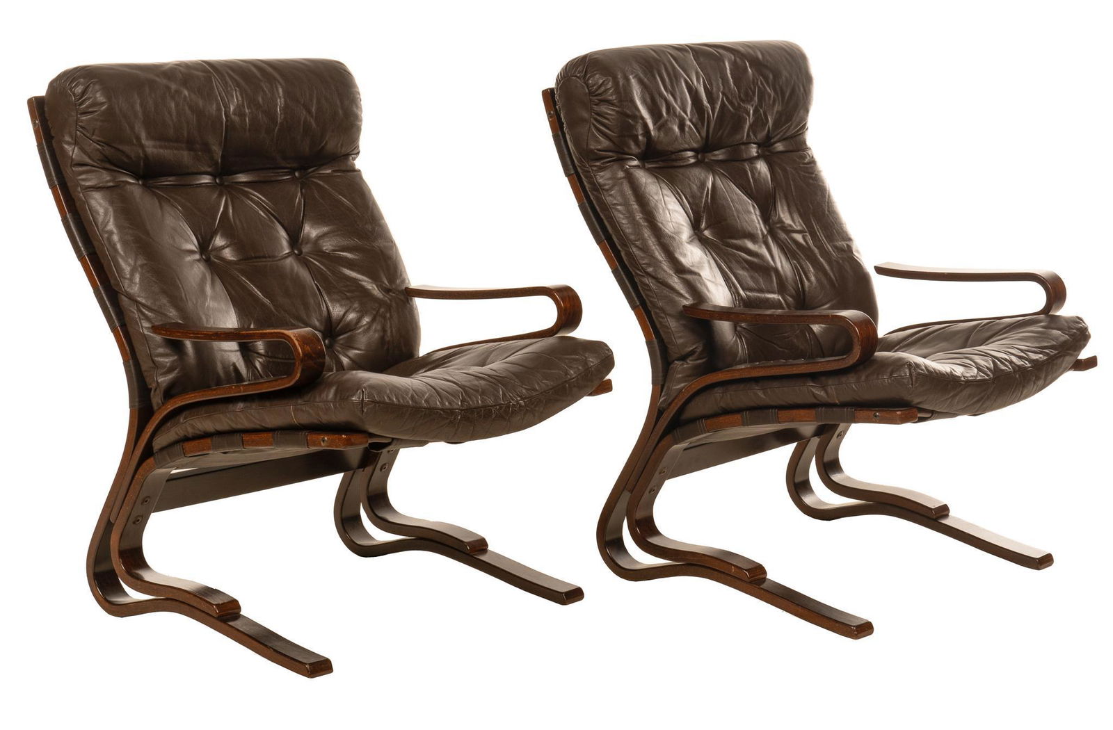 Pair of Mid-Century Leather Armchairs (1 of 4)