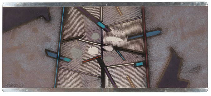 Paul Maxwell, "Centrum", 1985: Paul Maxwell (Texas, 1925-2015), &#34;Centrum&#34;, acrylic relief, 1985  unframed: 27 x 60 in.  Provenance: a San Antonio, Texas collection  We happily provide seamless shipping services on everythin