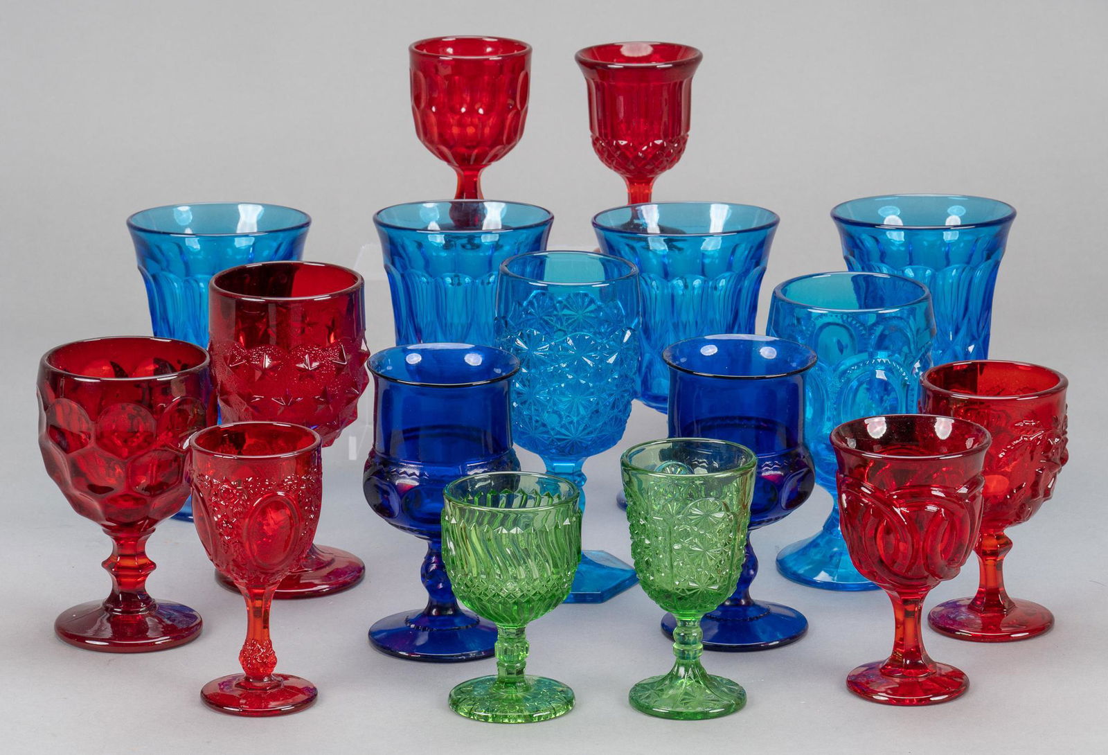 Collection of (17) Colored Glass Goblets (1 of 6)