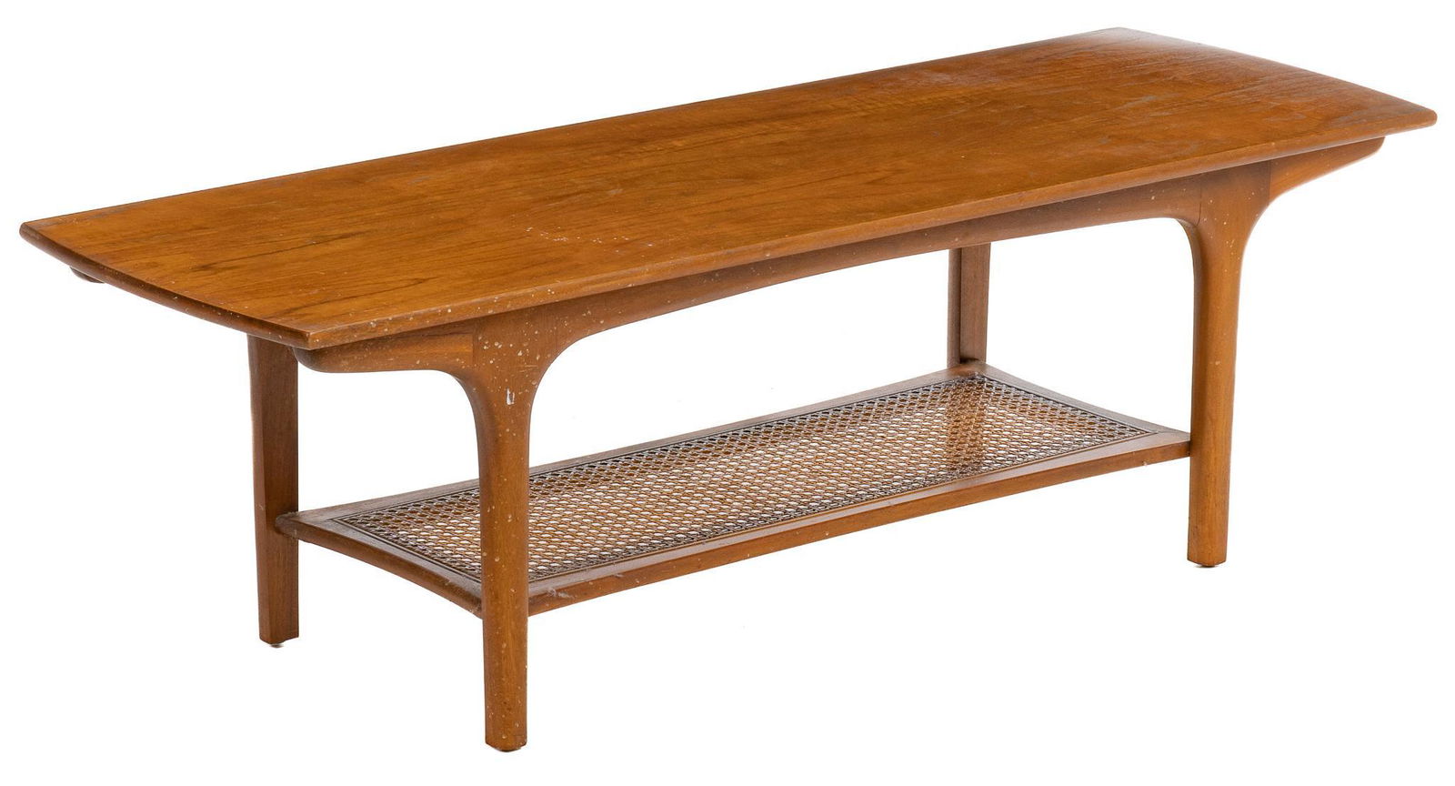 Mid-Century Two-Tiered Cane Coffee Table (1 of 4)