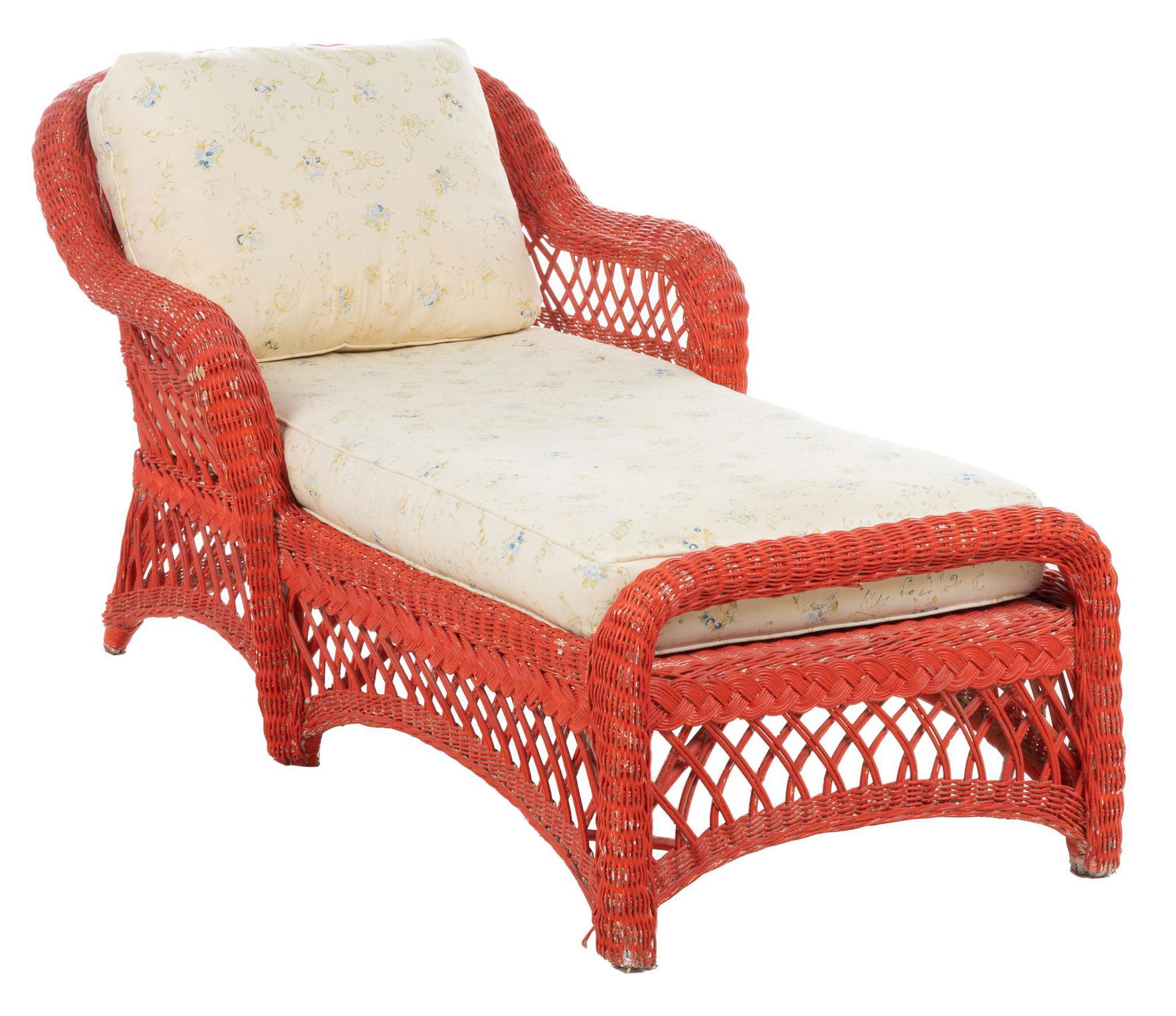 Painted Wicker Chaise Lounge (1 of 4)