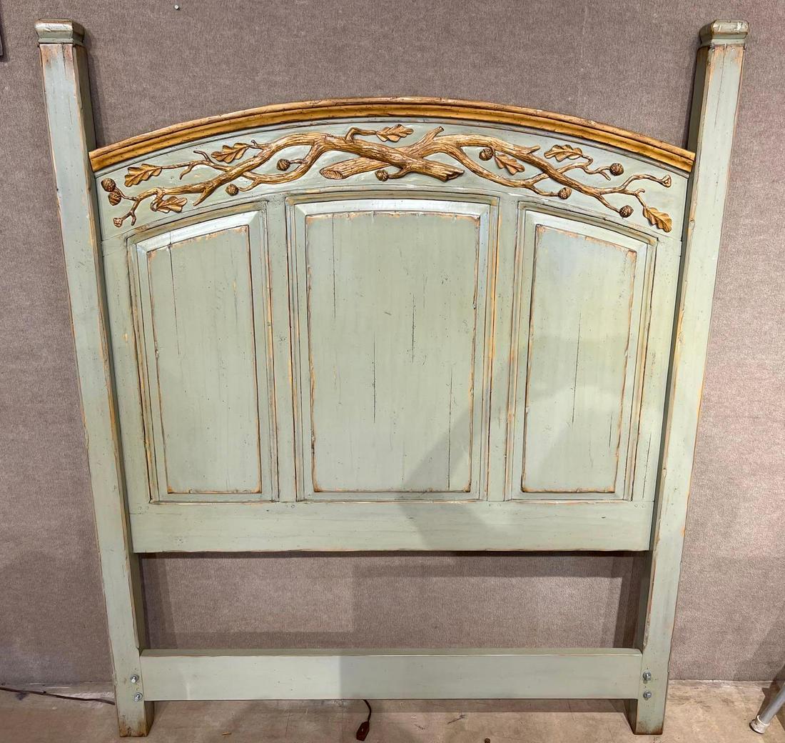 Shabby Chic Headboard: Shabby chic style headboard, painted with gilt accents We happily provide seamless shipping services on everything we sell. Please email us at shipping@vogtauction.com or call 210-971-5750 for mo