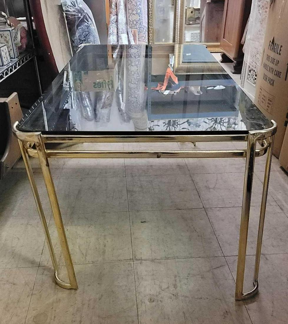Glass Coffee Table: Coffee table with glass table top height 20 in. x width 47 in. x depth 23.5 in. We happily provide seamless shipping services on everything we sell. Please email us at shipping@vogtauction.com o