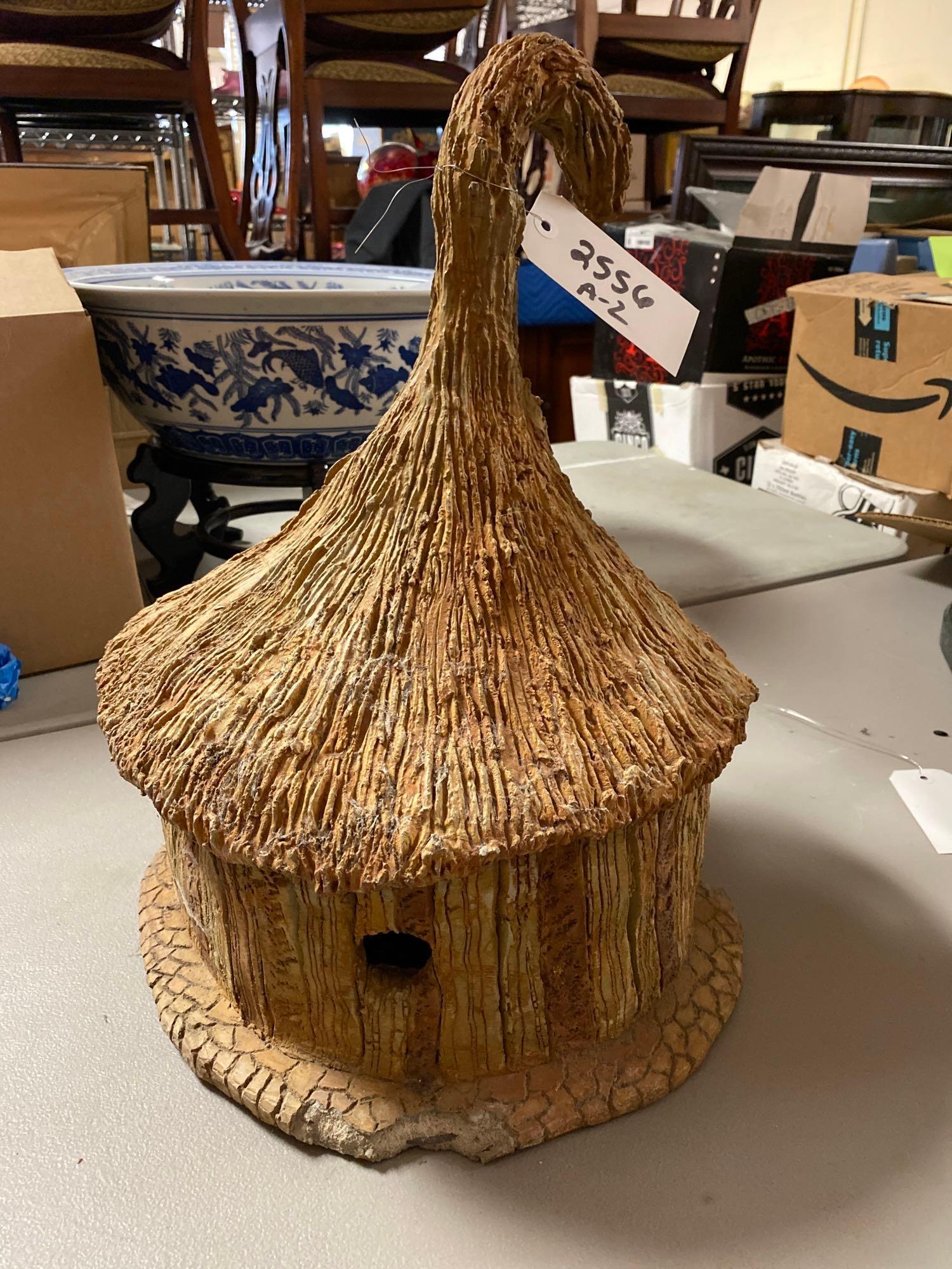 Bird House: Rustic whimsical stone bird house height 20 in. x width 13 in. x depth 13 in. We happily provide seamless shipping services on everything we sell. Please email us at shipping@vogtauction.com or ca