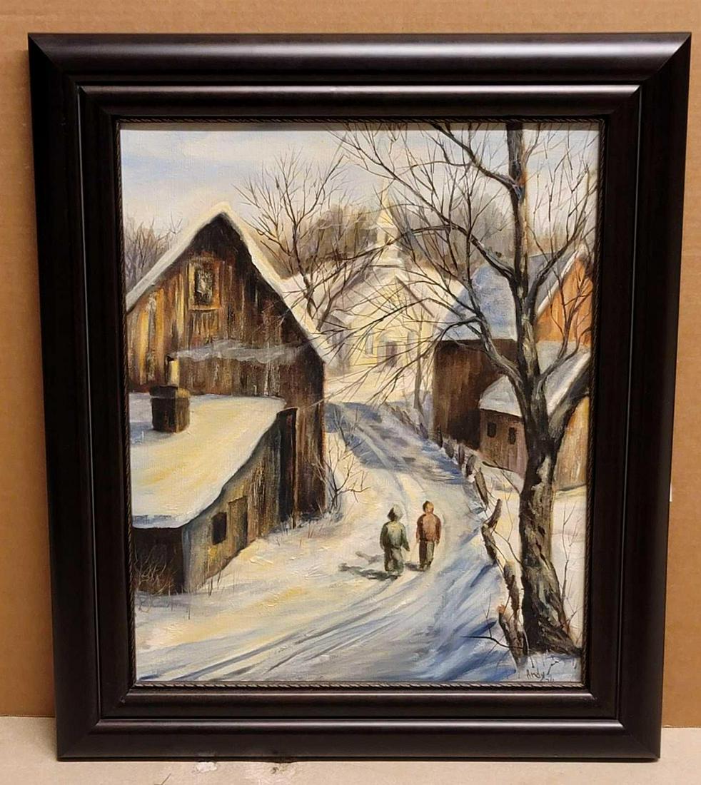 Signed "Andy", Snow Scene Painting (1 of 1)