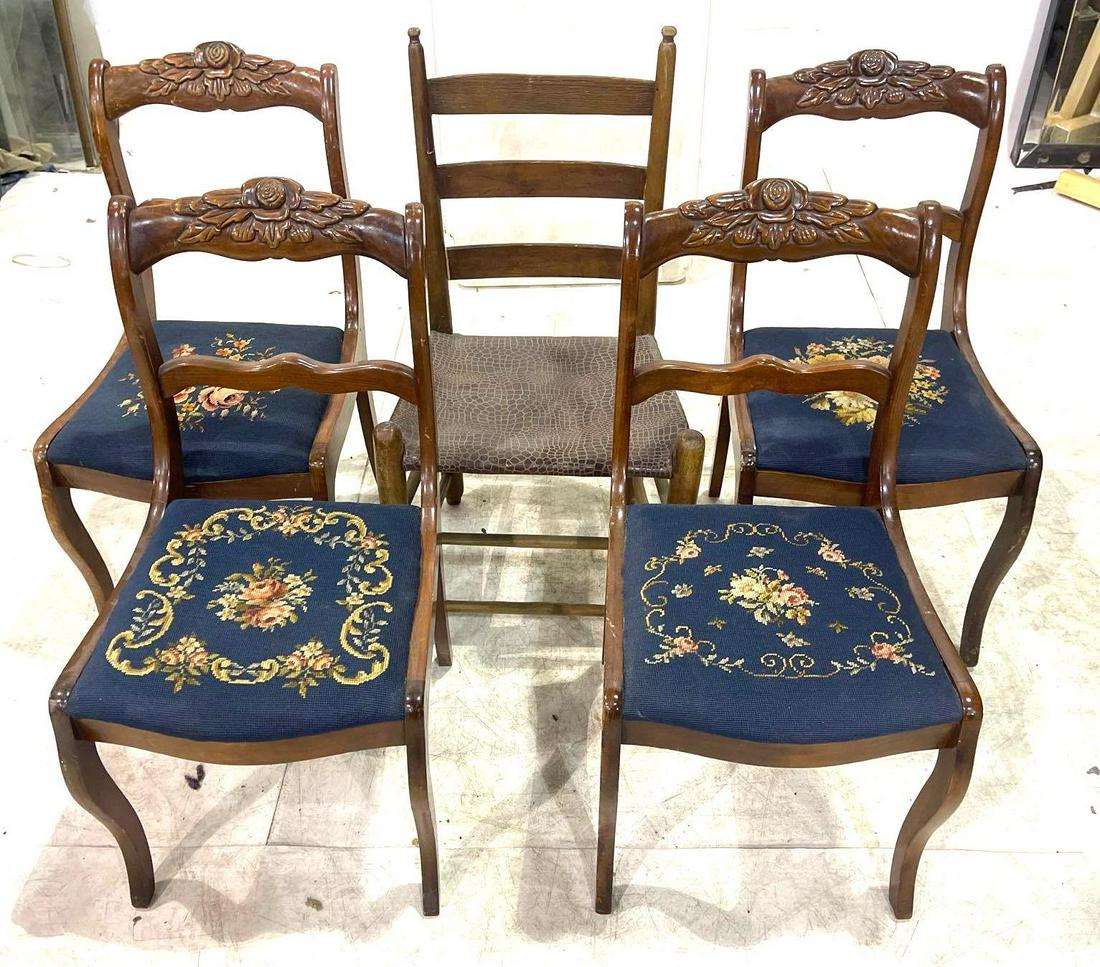 (4) Dining Chairs and (1) Slat Back Chair (1 of 1)