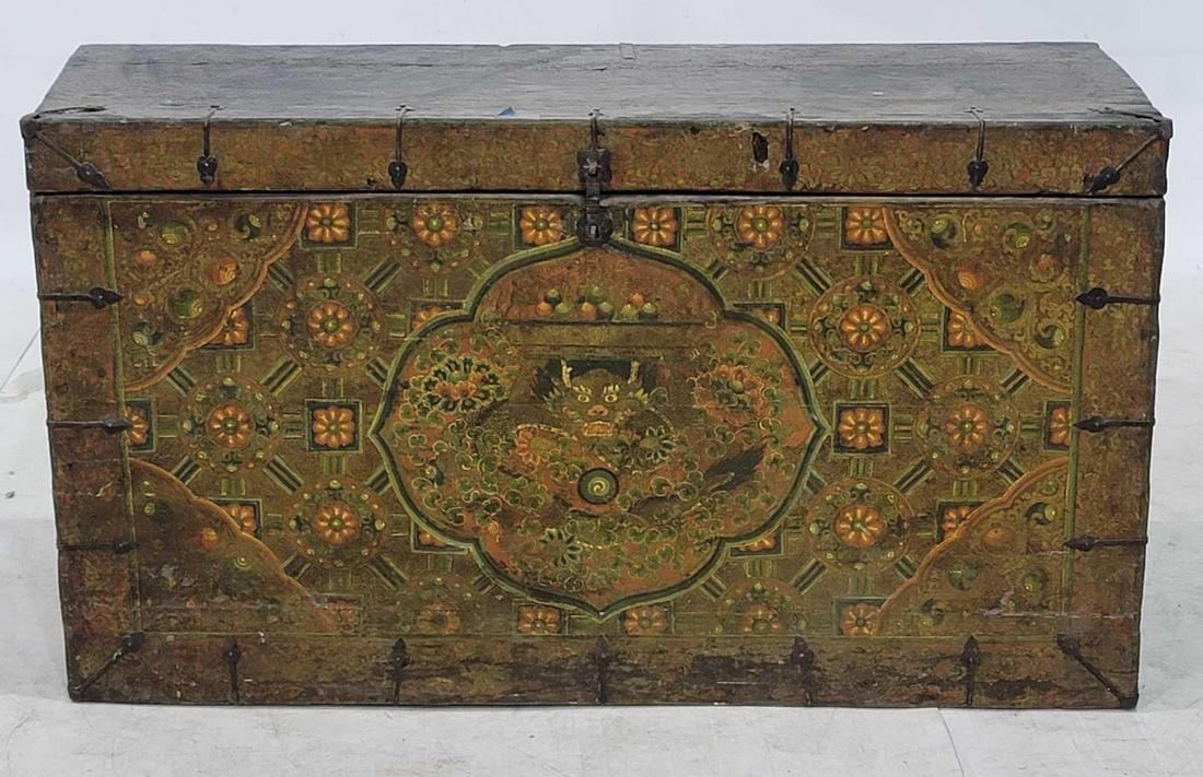 Large Painted Wooden Chest (1 of 1)