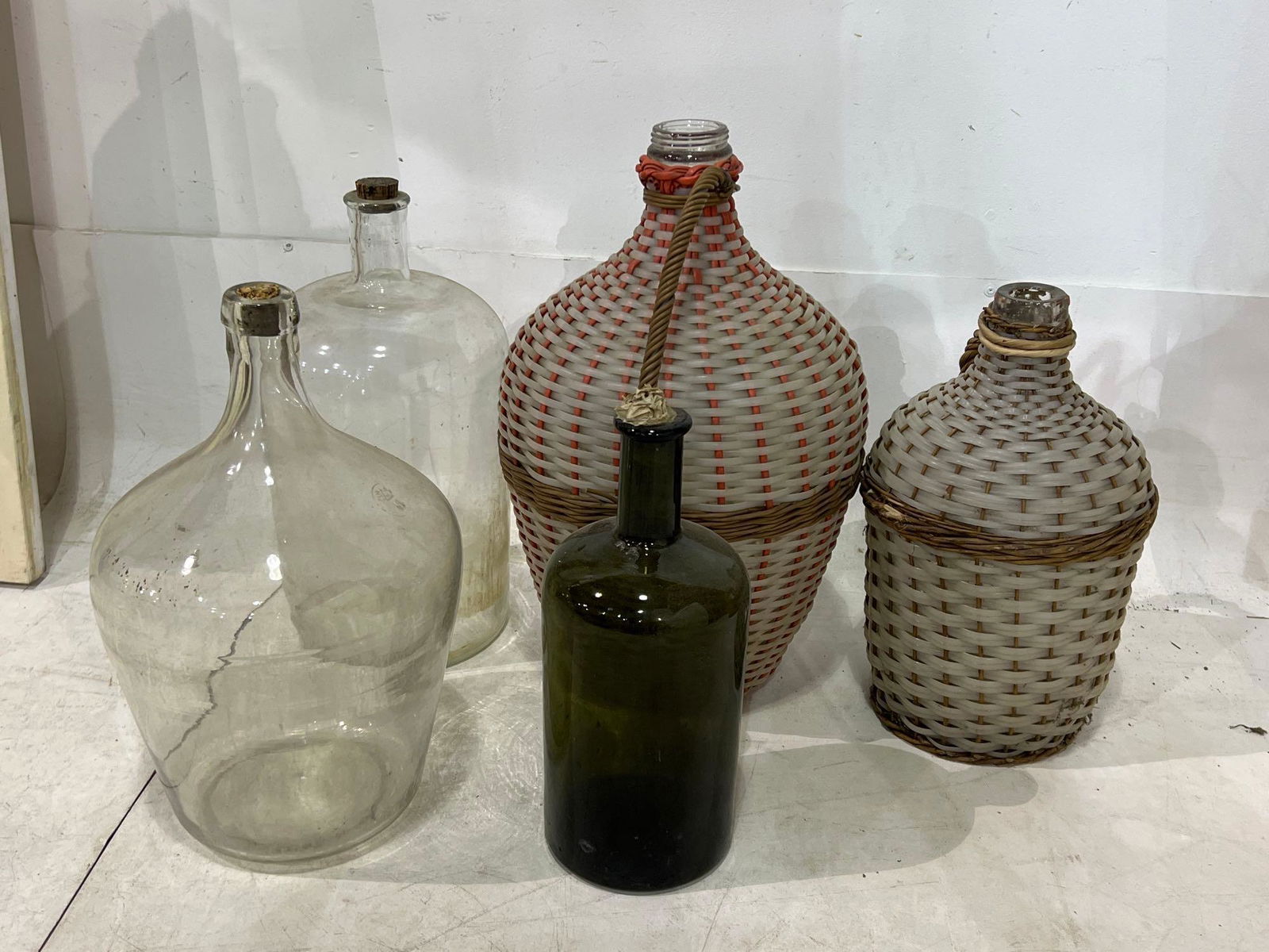 (4) Glass Carboys and Green Glass Bottle (1 of 1)