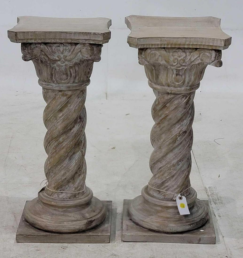 Pair of Display Pedestal Columns: Pair of wooden display pedestal columns height 28 in. x width 12.5 in. x depth 12 in. We happily provide seamless shipping services on everything we sell. Please email us at shipping@vogtauction.c