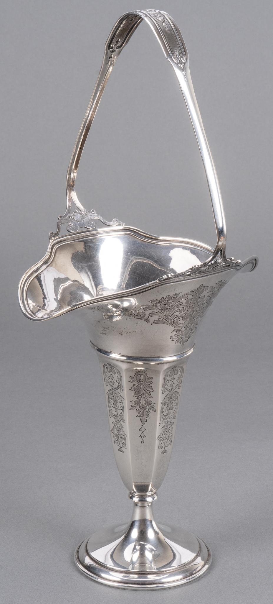 Antique Sterling Silver Flower Basket Vase (1 of 6)