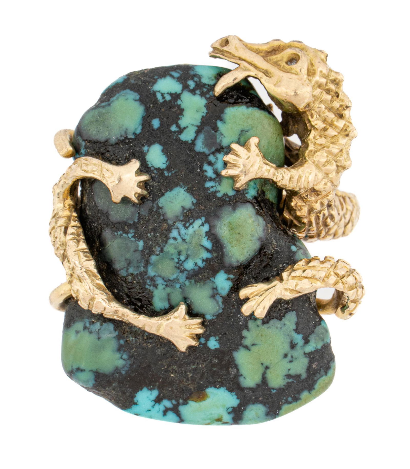 Celia Harms Mexico 14k Gold Turquoise Dragon Ring (1 of 4)