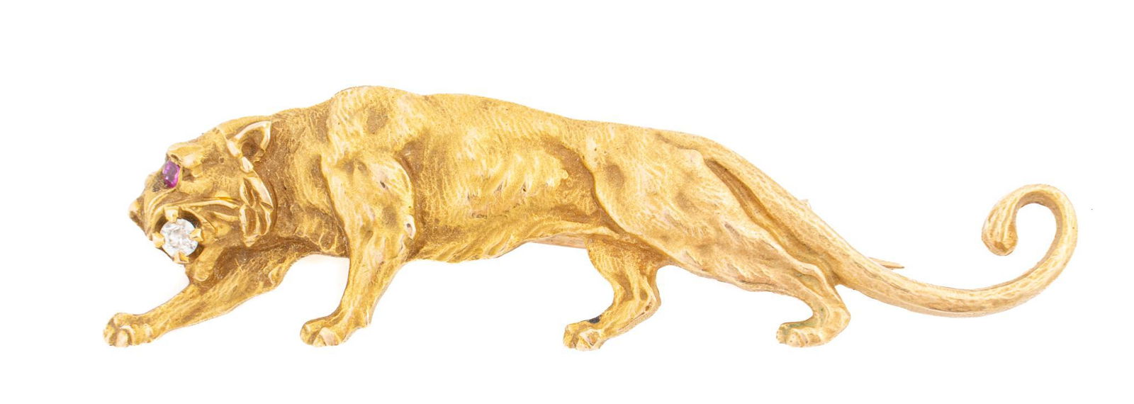 Antique 14k Gold Diamond Panther Pin (1 of 3)