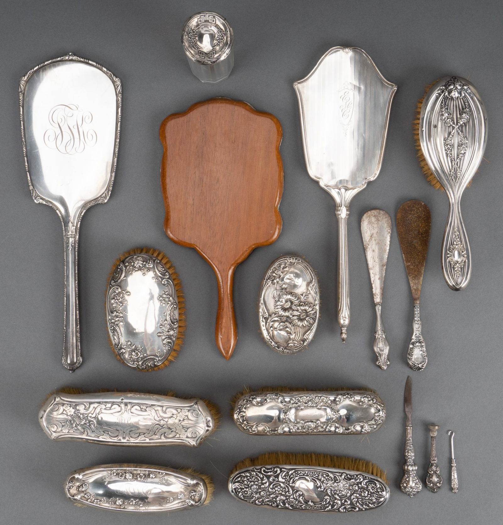 Collection of Antique Sterling Vanity Table Accessories (1 of 6)