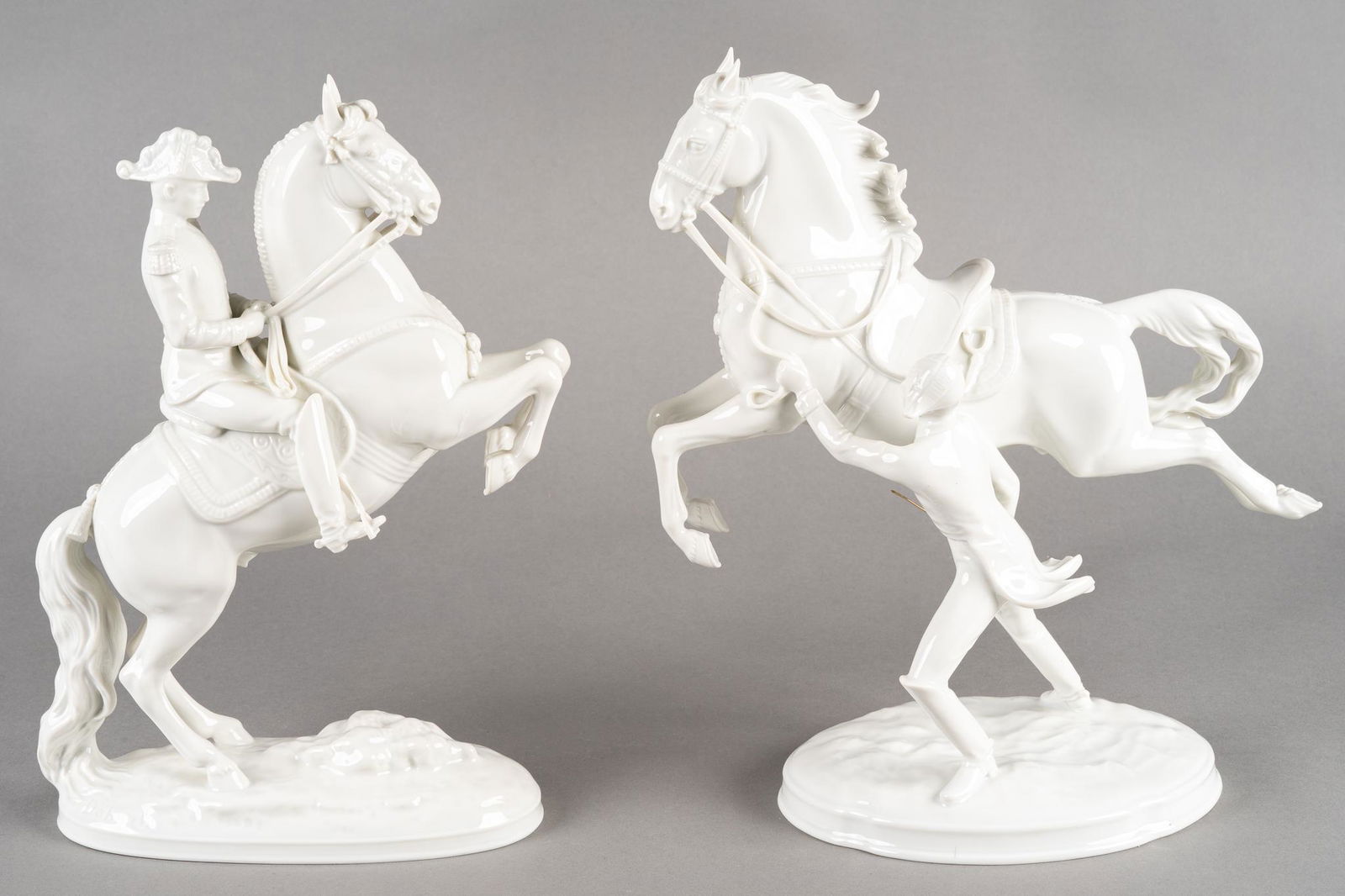 Austrian Porcelain Stallion with Soldier Statues (1 of 7)