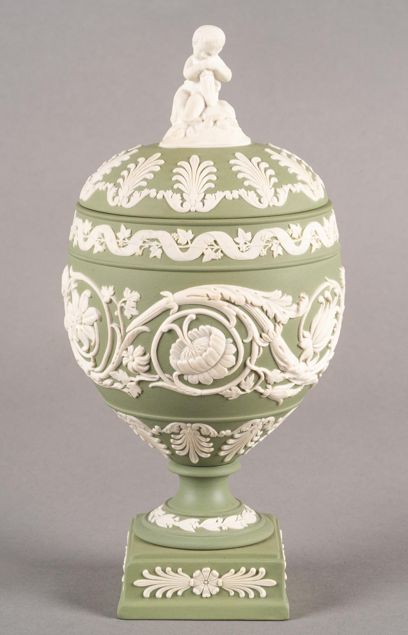 Wedgwood Green Jasperware Arabesque Vase (1 of 7)