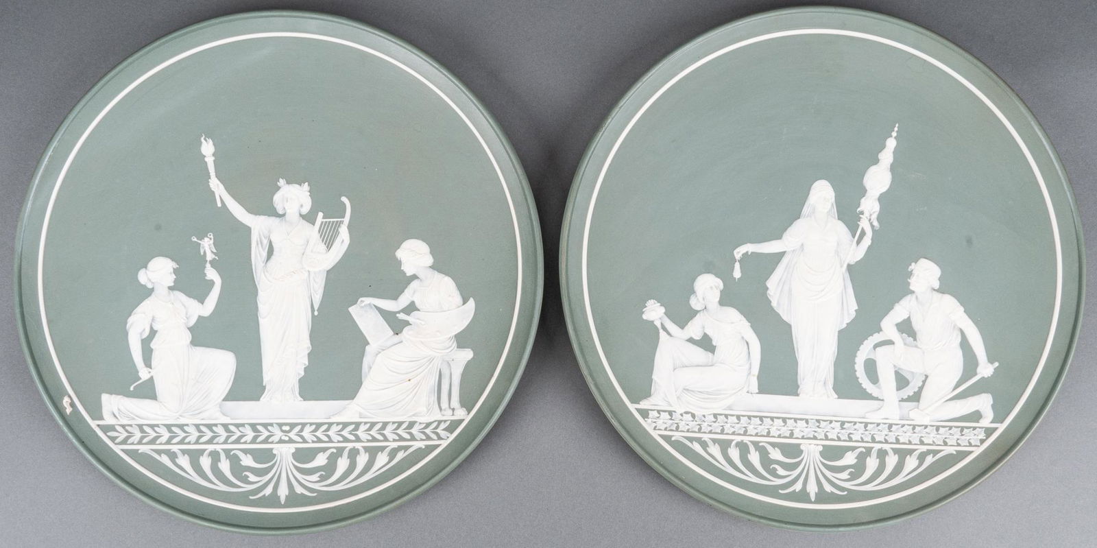 Antique Mettlach German Cameo Lady Chargers (1 of 6)