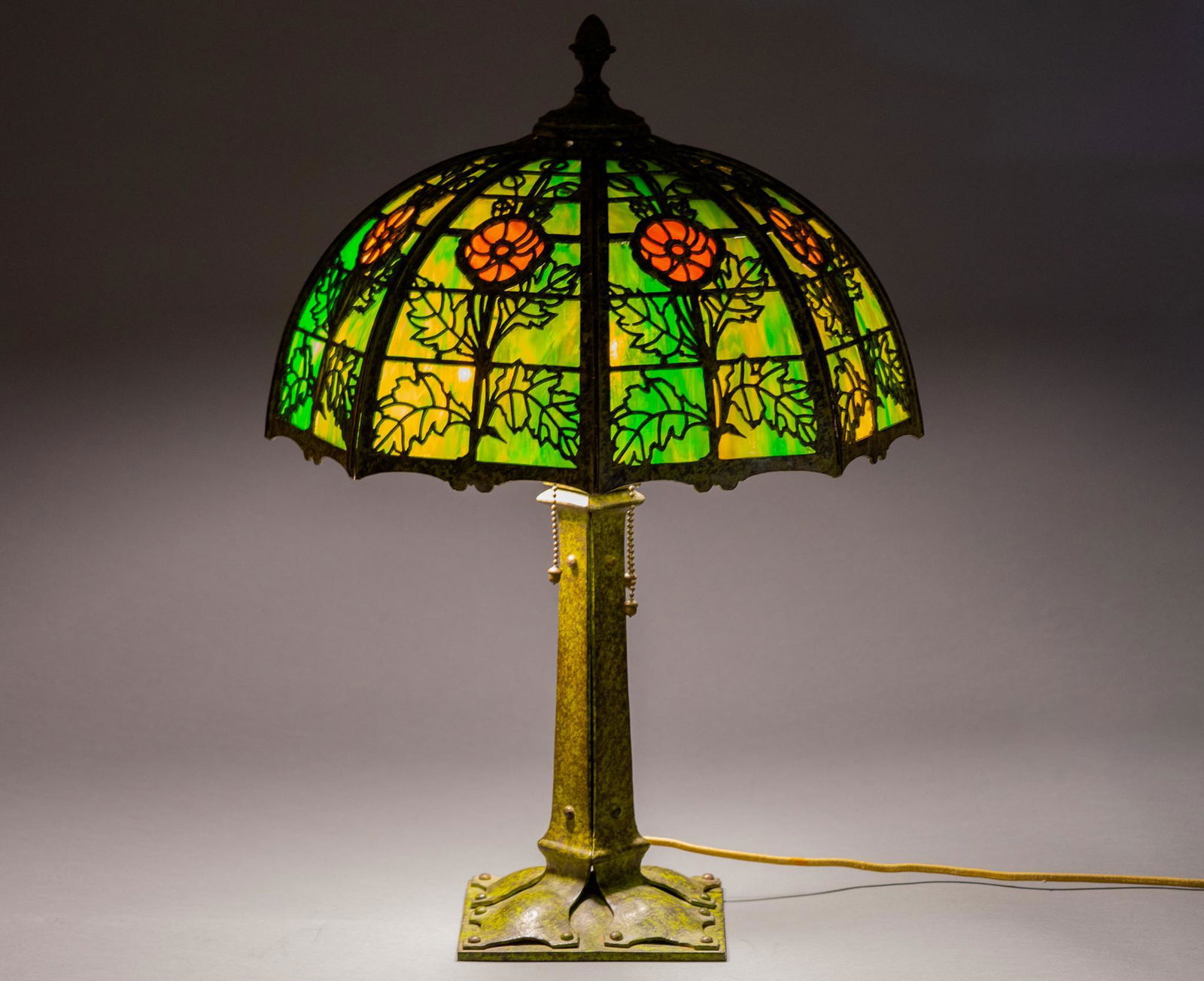 Bradley and Hubbard Panel Glass Table Lamp (1 of 9)