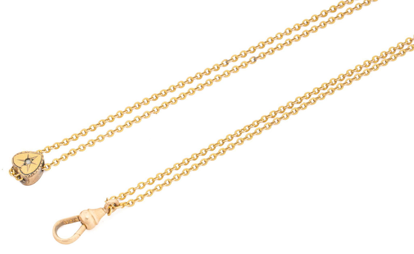 Victorian 10k Gold Diamond Heart Slide Chain (1 of 7)