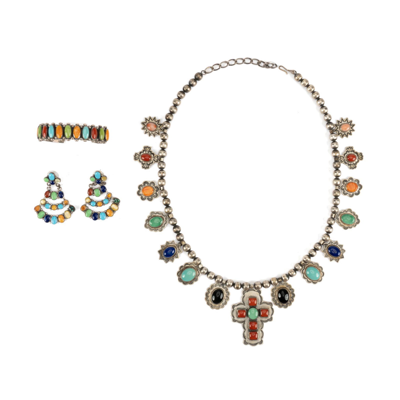 Vintage Don Lucas Gemstone Sterling Silver Charm Necklace (1 of 11)