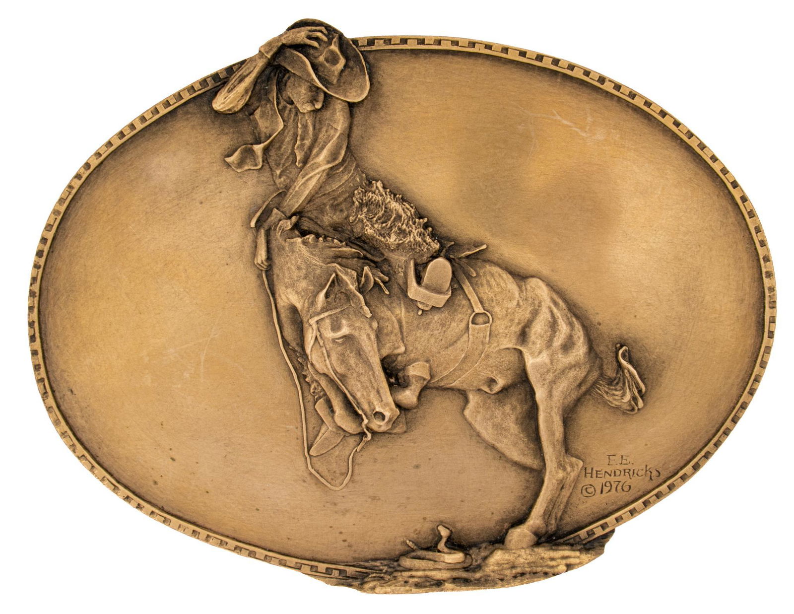 F.E. Hendricks (San Antonio, TX), "The Rattlesnake" Bronze Belt Buckle (1 of 4)