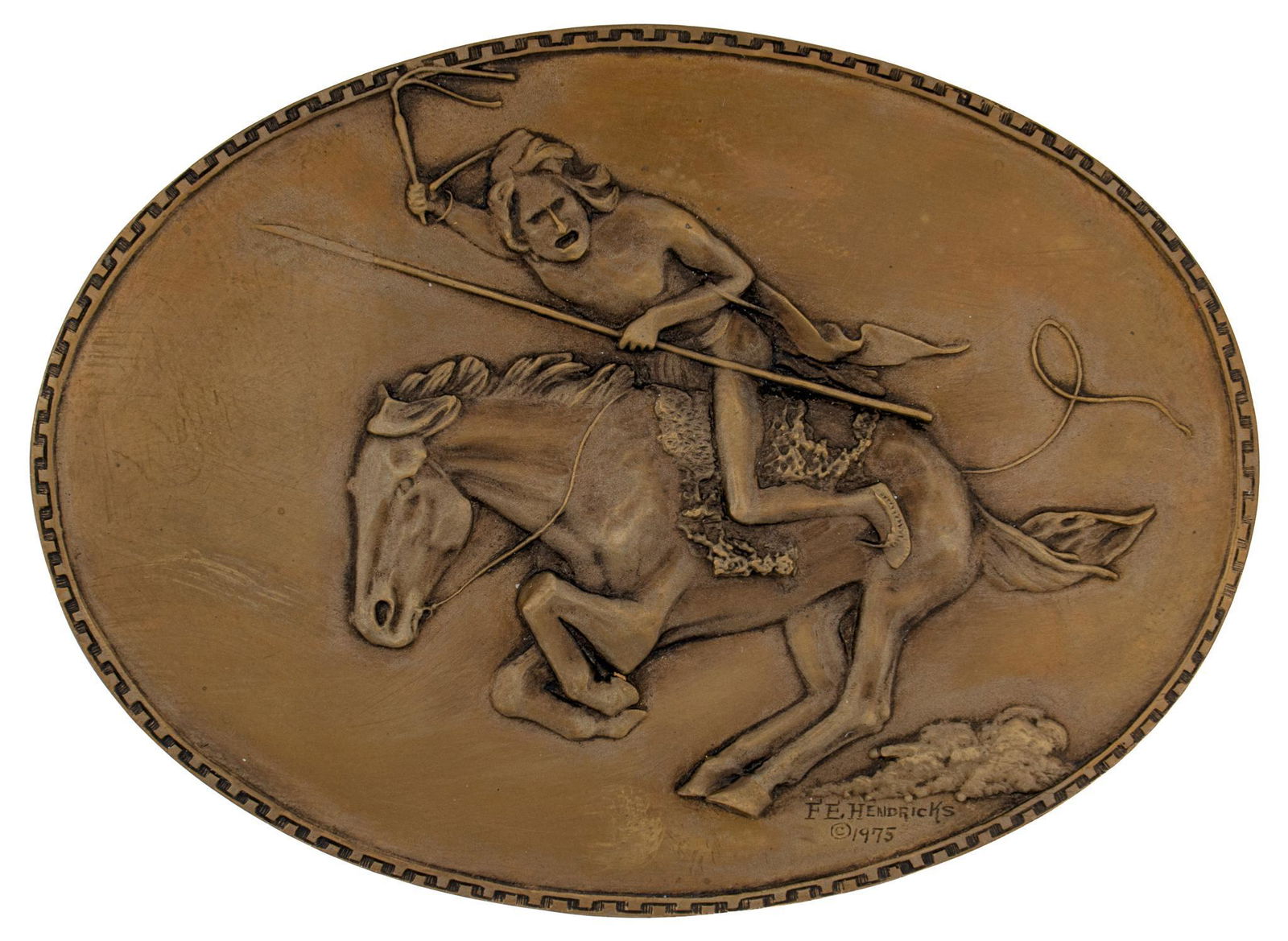 F.E. Hendricks (San Antonio, TX), "The Cheyenne" Bronze Belt Buckle (1 of 4)