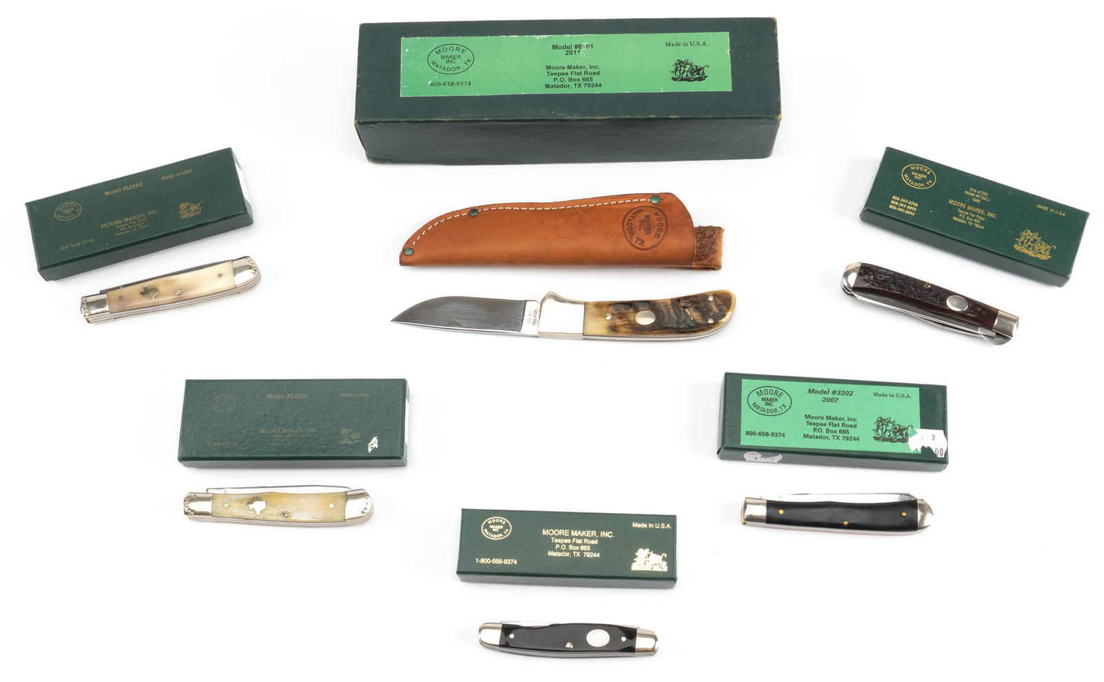 Lot of 6 Texas made Moore Maker Knives (1 of 1)