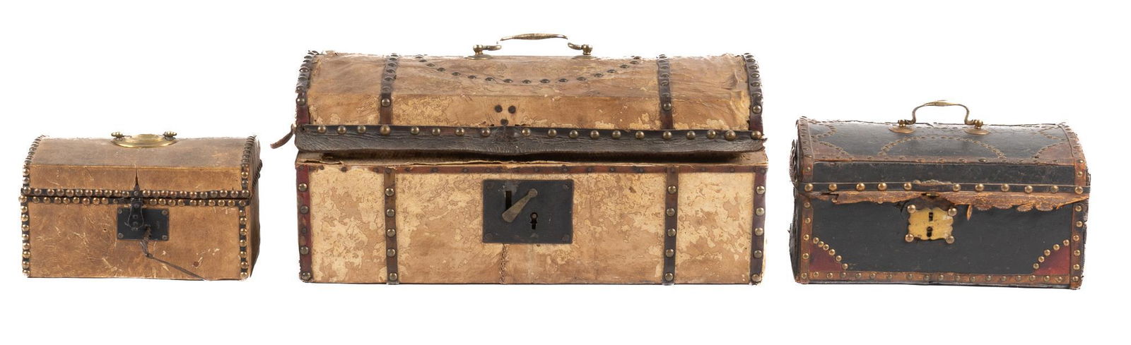 (3) Antique Cow-Hide Steamer Trunks (1 of 7)
