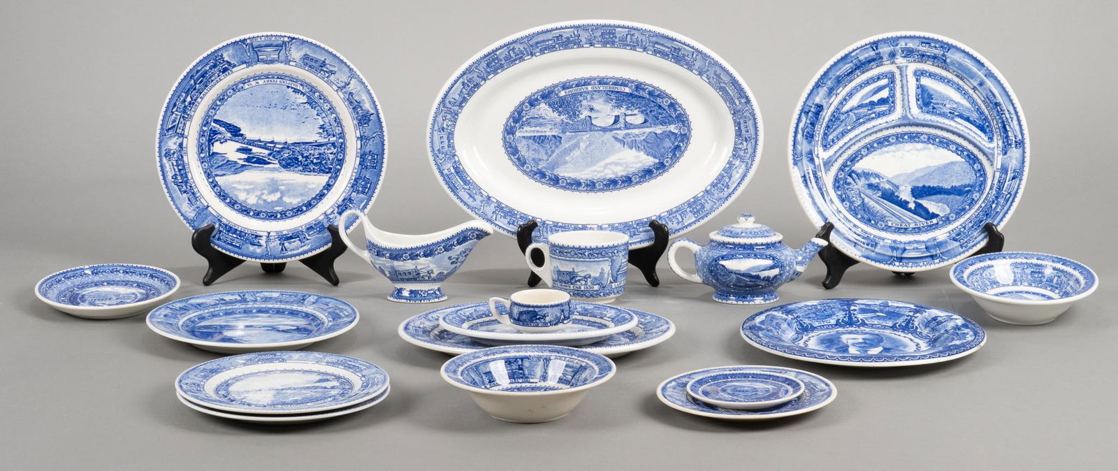 Collection of (18) Commemorative Blue and White China (1 of 11)