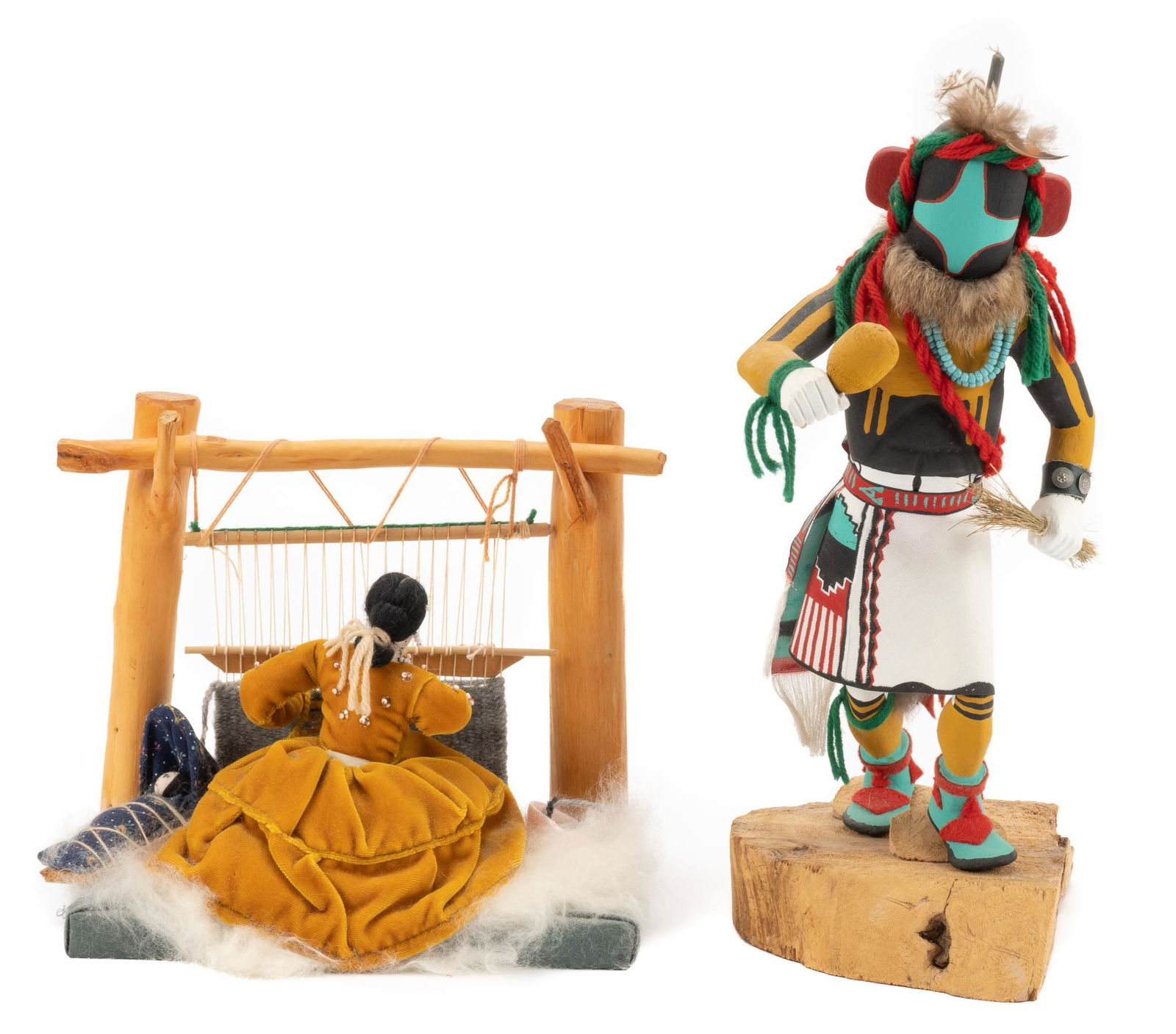 (2) Native American Folk Art Sculptures (1 of 8)