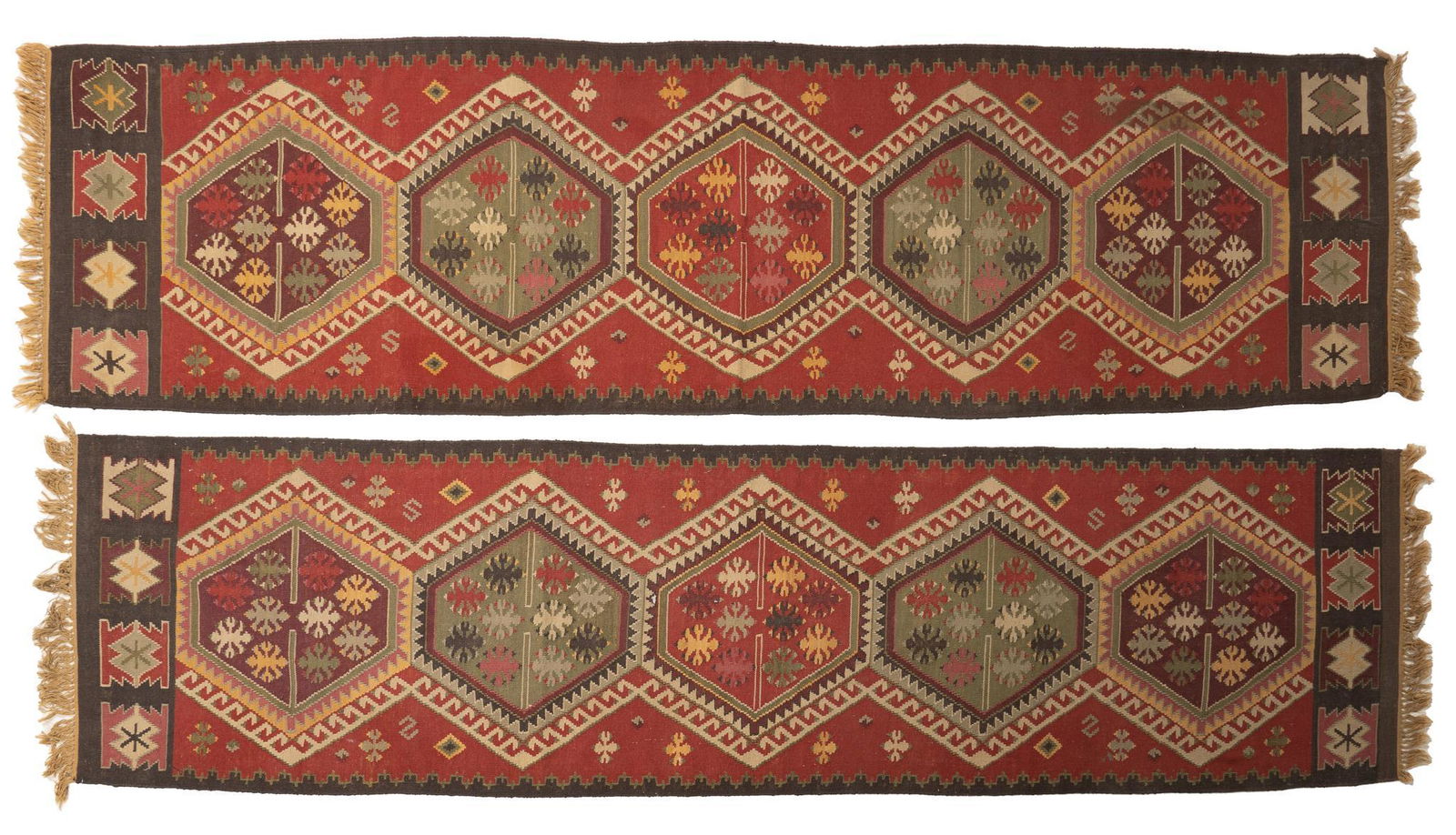 Pair of Hand-Made Rug Runners, 10'3.5" x 2'7" (1 of 4)