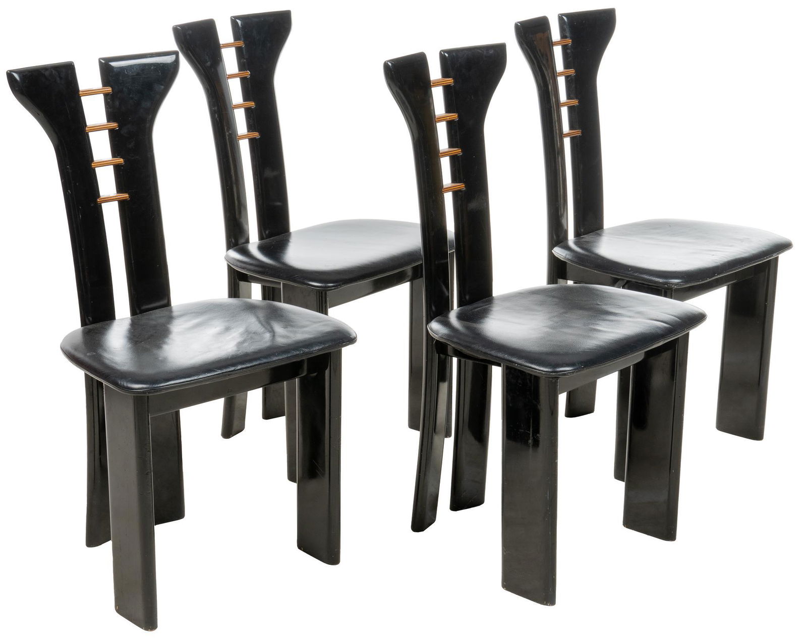 Set of (4) Pierre Cardin (ITA) Mid-Century Black Lacquer Dining Chairs (1 of 4)