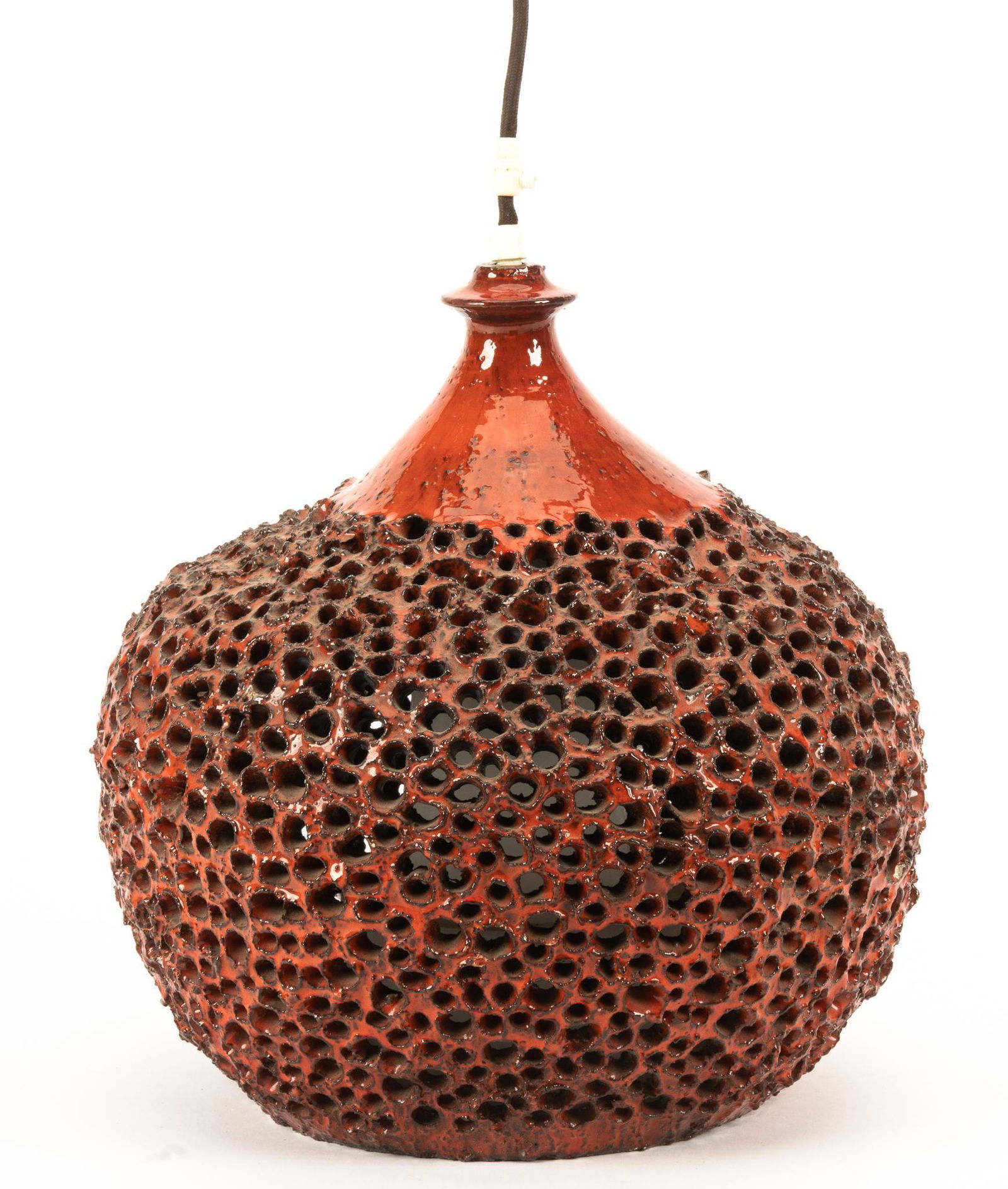 Danish Mid-Century Perforated Ceramic Pendant Light (1 of 3)