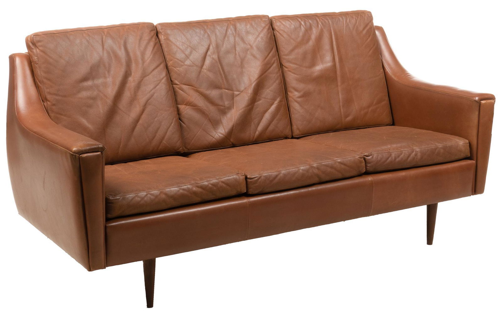 Mid-Century Brown Leather Sofa (1 of 4)
