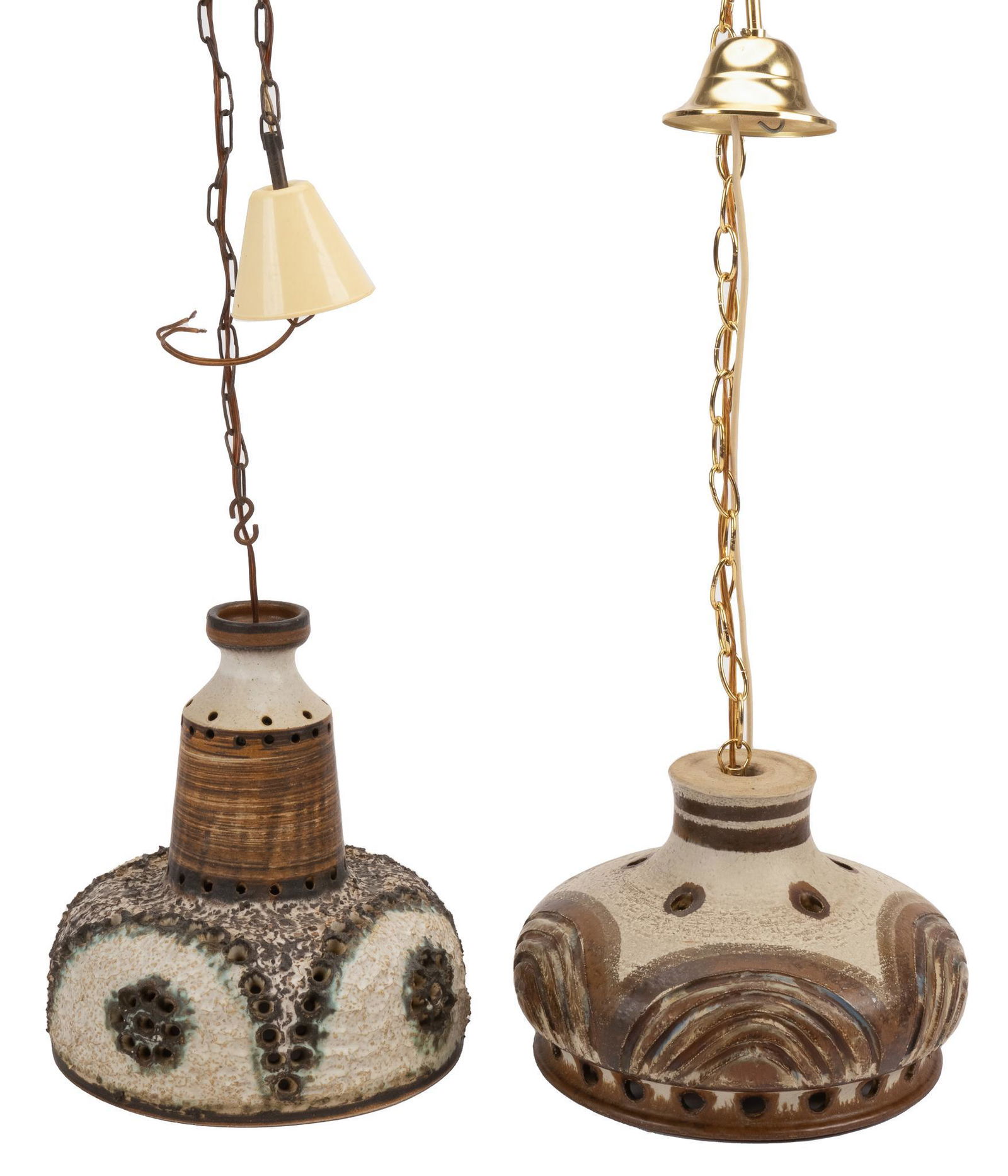 (2) Danish Mid-Century Ceramic Pendant Lights (1 of 4)