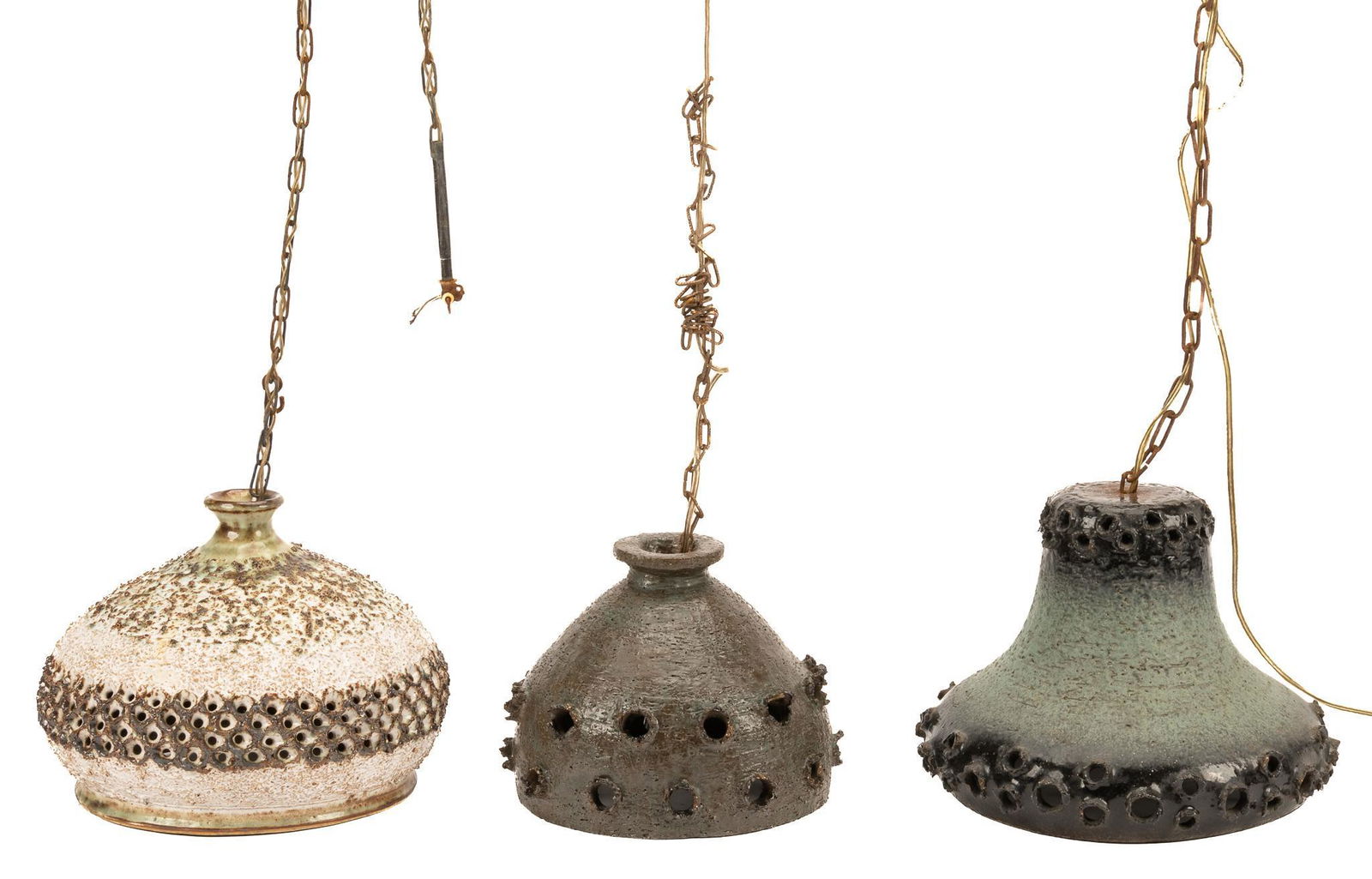 (3) Danish Mid-Century Ceramic Pendant Lights (1 of 5)