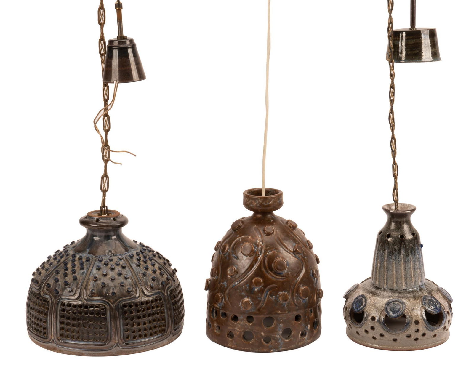 (3) Danish Mid-Century Ceramic Light Pendants (1 of 5)