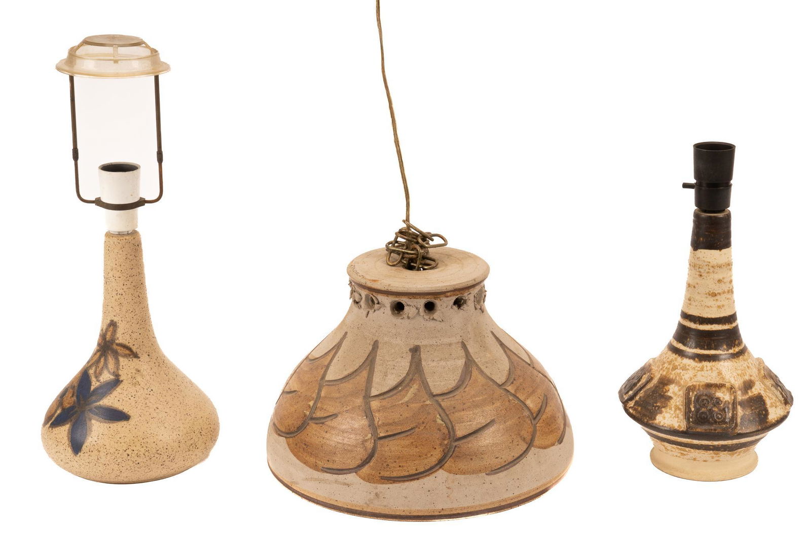 (2) Danish Mid-Century Ceramic Lamps and (1) Pendant Light (1 of 5)