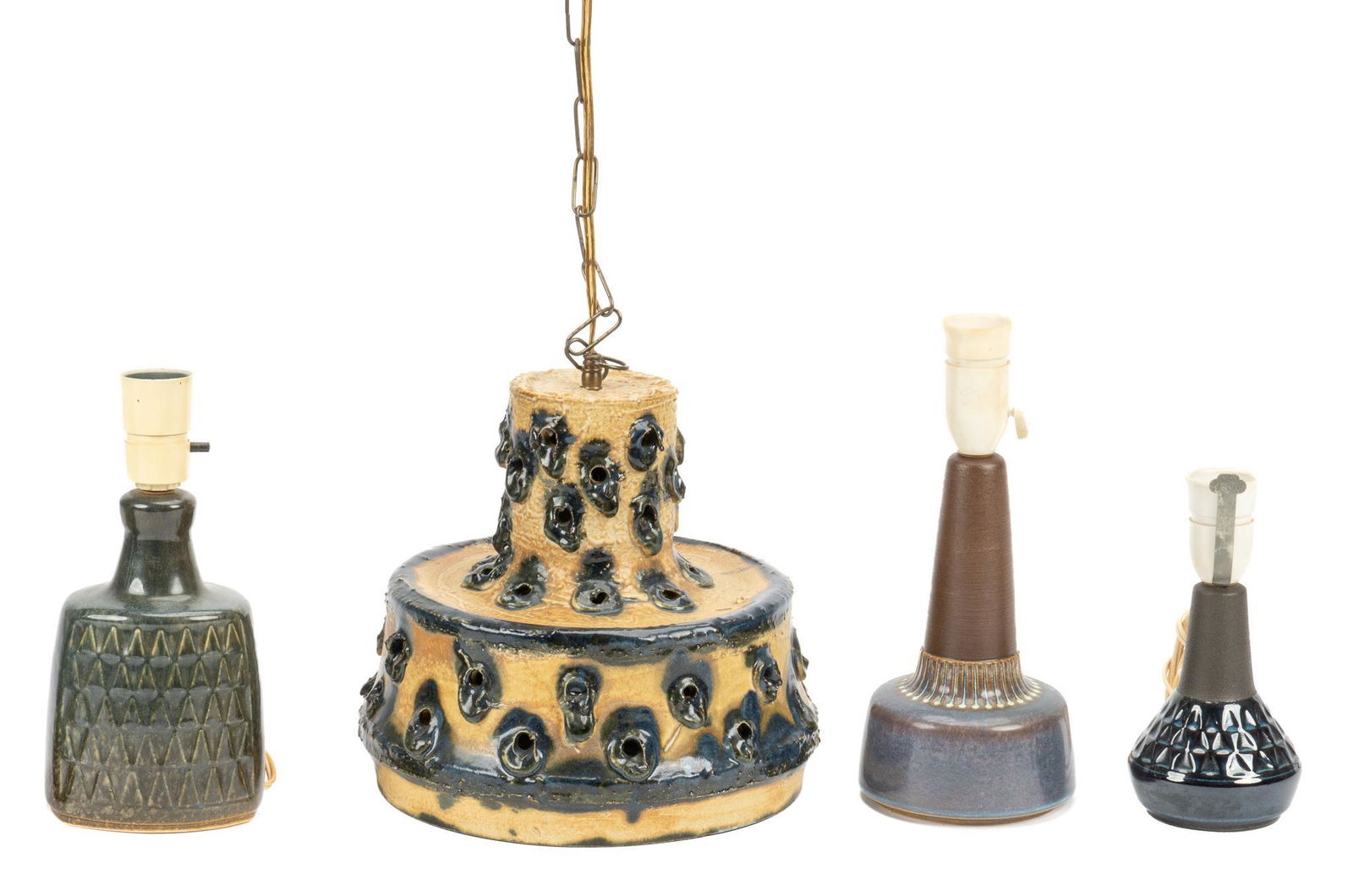 Lot of (4) Danish Mid-Century Ceramic Lamps and Pendant Light (1 of 4)
