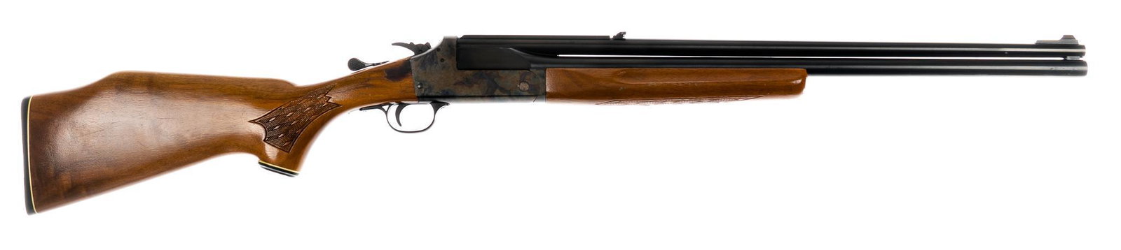 Savage Model 24 V .222 REM/20-Gauge Combination Gun: Serial: D405902 Manufacturer: Savage Arms. Model: 24V Caliber: .222 REM / 20 Ga. Barrel length: 24 in. OAL: 41 in. Condition: Very Good-Excellent; wood stock & forend have light handling marks, th