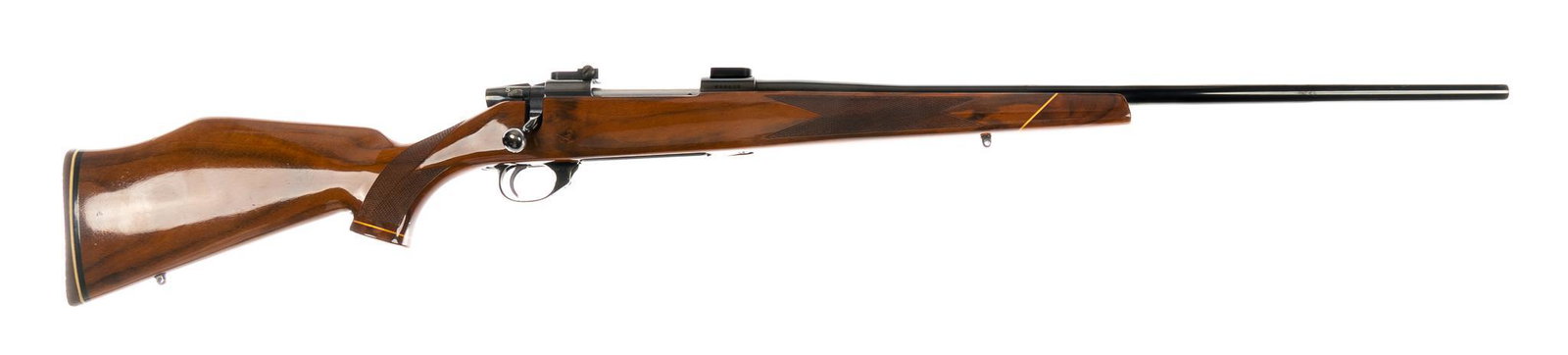 Weatherby Vanguard .270 WIN Bolt-Action Rifle: Serial: V48616 Manufacturer: Weatherby, Japan Model: Vanguard Caliber: .270 WIN Barrel length: 24 in. OAL: 44.5 in. Condition: Very Good; wood stock has light handling marks; barrel & receiver hav