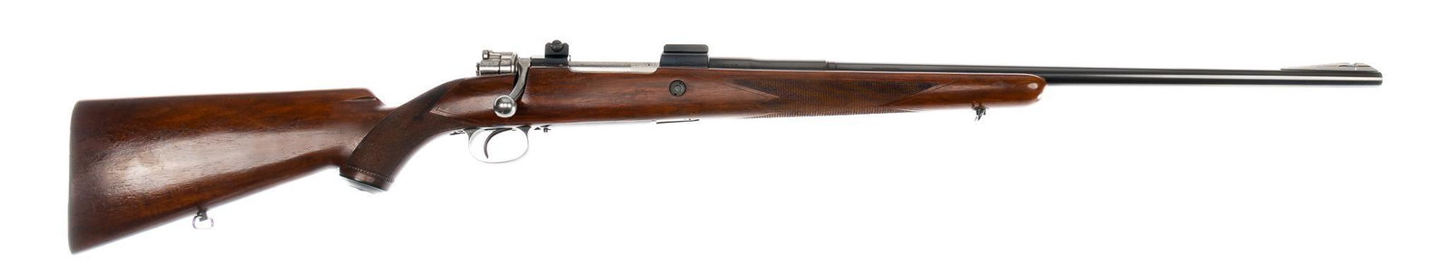 FN Mauser 98 Commercial Sporter .270 WIN Bolt-Action Rifle: Serial: 17230 Manufacturer: Fabrique National D'Armes Herstal-Belique Model: 98 Commercial Sporter Caliber: .270 WIN Barrel length: 24 in. OAL: 44.5 in. Condition: Very Good; wood stock has light 