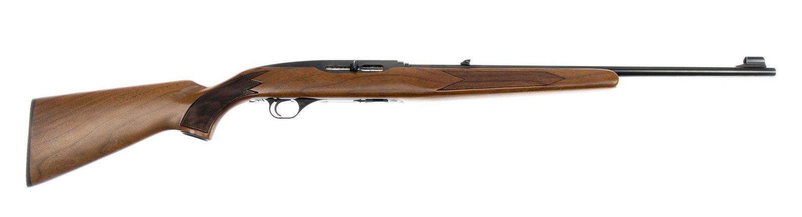 Winchester Model 490 .22 LR Semi-Auto Rifle: Serial: J0144459* Manufacturer: Winchester-Canada Model: 490 Caliber: .22 LR Barrel length: 22 in. OAL: 42 in. Condition: Excellent-Like NIB; little to no handling marks; bore is excellent & brigh